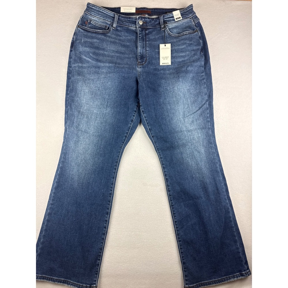 Judy Blue Mid Rise Bootcut Jeans Dark Stone Wash JB82621DK Womens 18W NEW